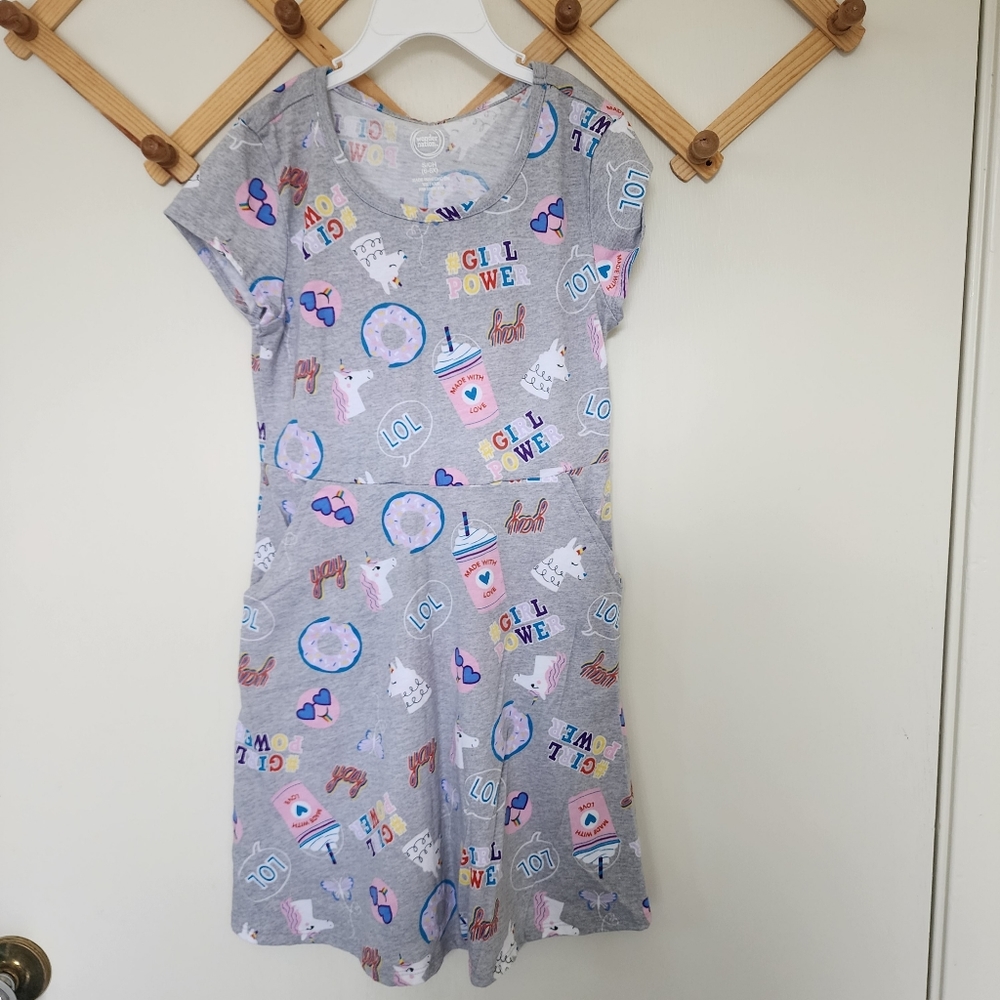 🍭2/$15 Wonder Nation 6-6x unicorn girl power gray dress Used good condition